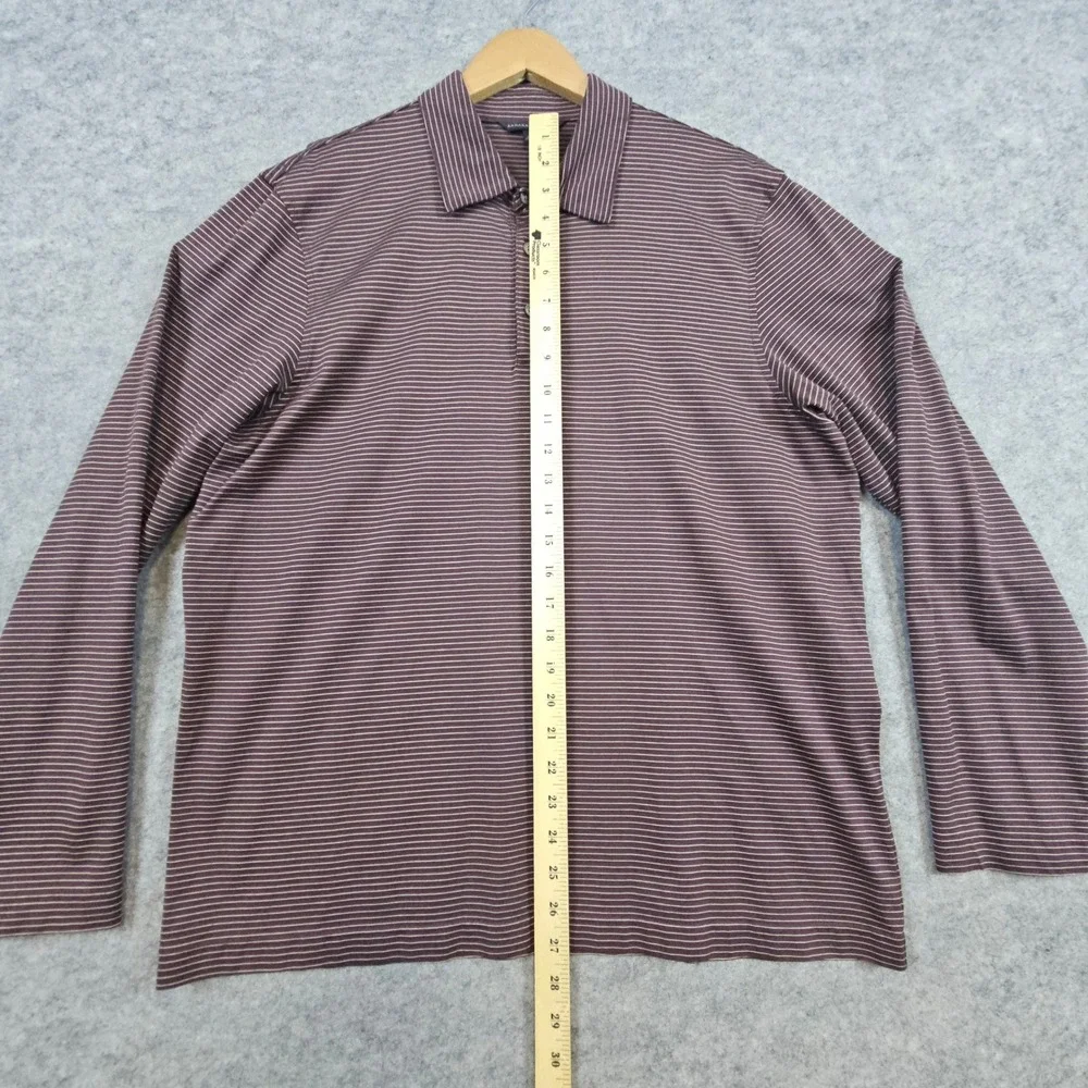Banana Republic Men's‎ Brown Striped Polo Shirt Size XL 100% Cotton PINHOLE